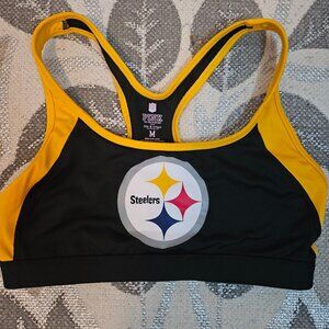 PINK Victoria's Secret 5th & Ocean Collab Steelers Sports Bra Poly Blend Size M